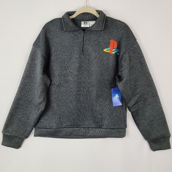 NWT Adult Juniors PlayStation Official Quarter-Zip Sweatshirt Logo Size Large - Picture 1 of 8